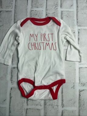 Rae Dunn White & Red 'My First Christmas' Baby One-Piece